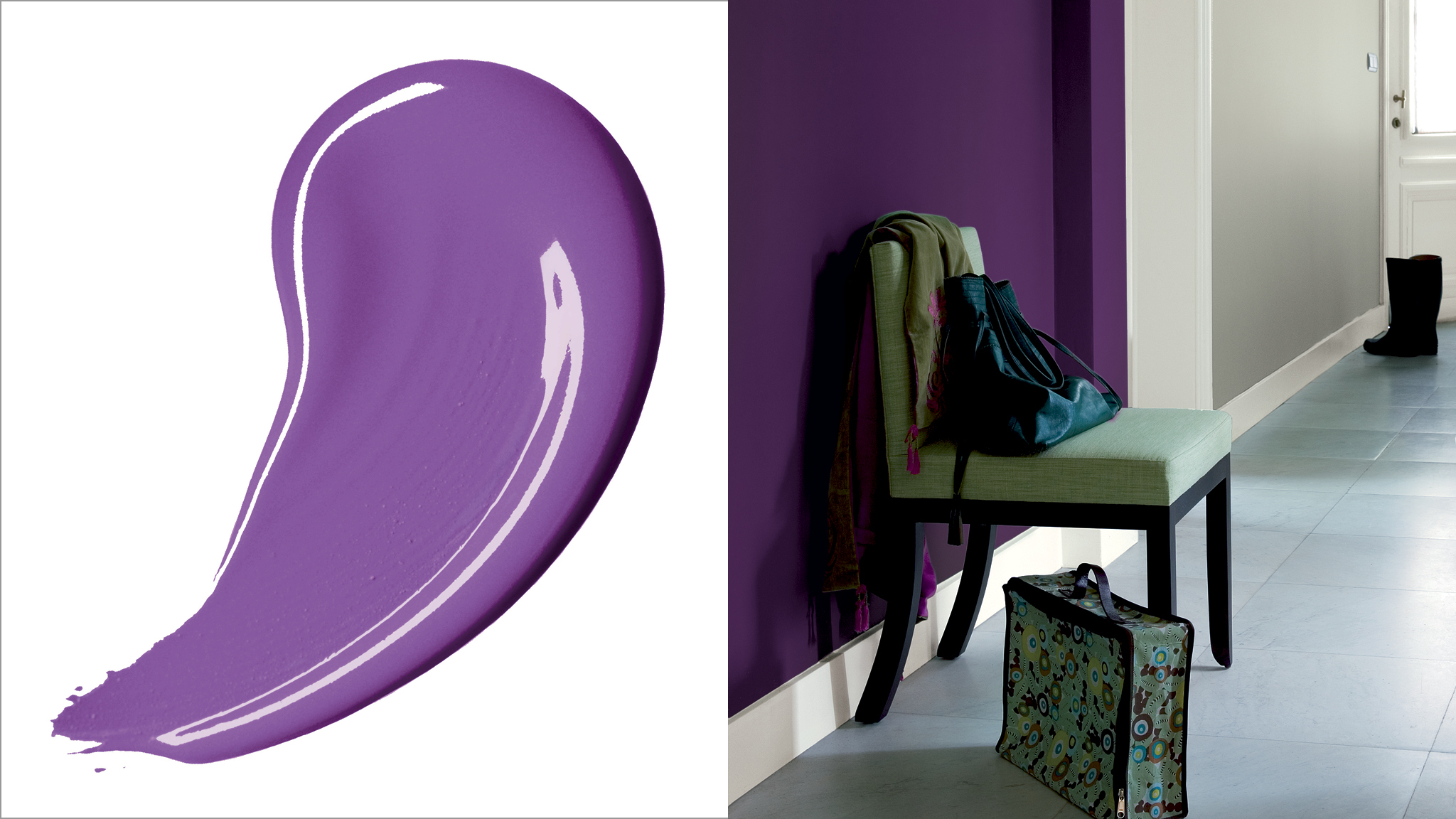Make a statement with rich purple Богатые оттенки багряного воплощают уверенность в себе. Этот цвет очень интенсивен, поэтому его лучше использовать как акцентный.